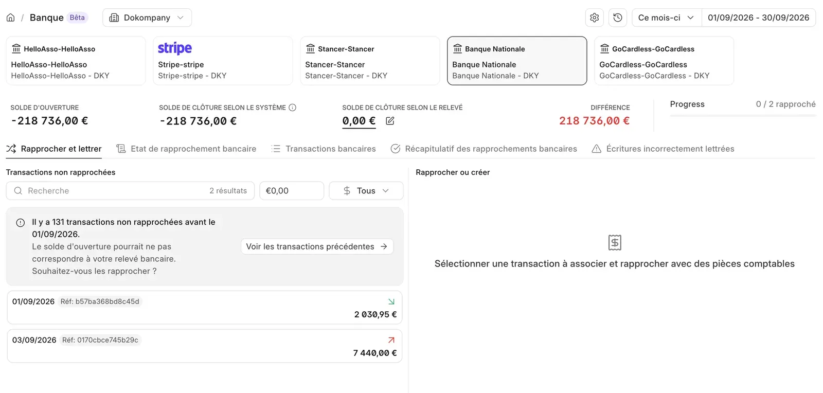 Le nouveau module Banking : tableau de bord de rapprochement bancaire
